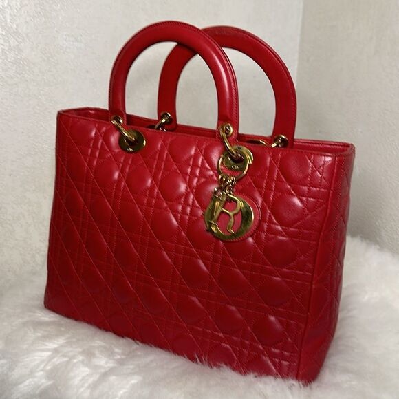 💯Authentic CHRISTIAN DIOR
Lambskin Cannage Large Lady Dior🍀 - Picture 5 of 17